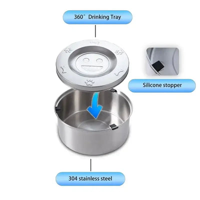 Stainless Steel Dog Floating Bowl - No Spill & Non-Slip