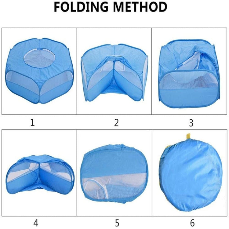 Folded Small Pet Fence Outdoor Workout Game Crawling Small Animal Tent, Specification:, With Cover and Side Cloth (Black), With Cover and Side Cloth (Blue), With Side Cloth (Black), With Side Cloth (Blue)