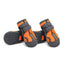 Bright orange non-slip waterproof dog shoes with double velcro closure for easy adjustment and secure fit.