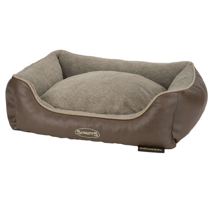 Chateau Memory Foam Orthopaedic Box Dog Bed in Dove by Scruffs with removable cover and water-resistant liner for joint support.