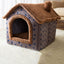 House Type Universal Removable and Washable Pet Dog Cat Bed Pet Supplies, M displayed in a cozy design with star patterns.