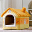 House Type Universal Removable and Washable Pet Dog Cat Bed Pet Supplies, M in yellow with bunny design.