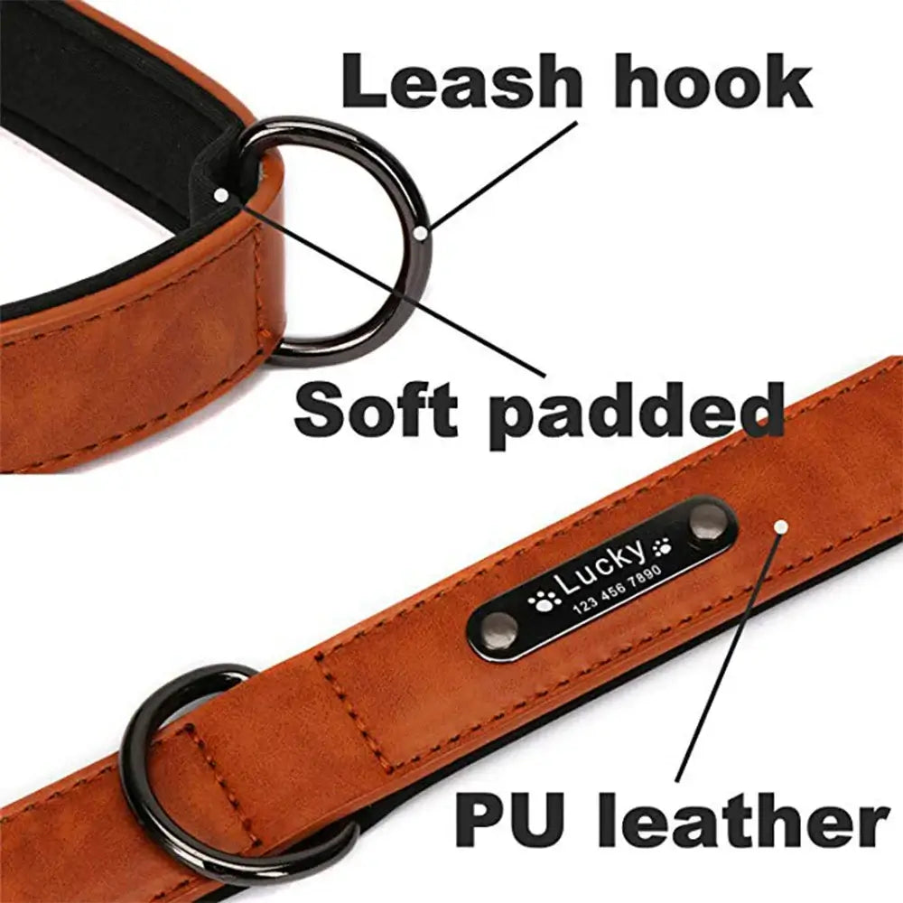 Custom Luxury Personalized Dog Collars - Engraved Leather