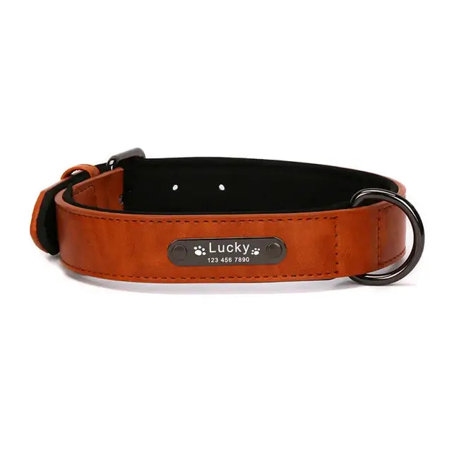 Custom Luxury Personalized Dog Collars - Engraved Leather