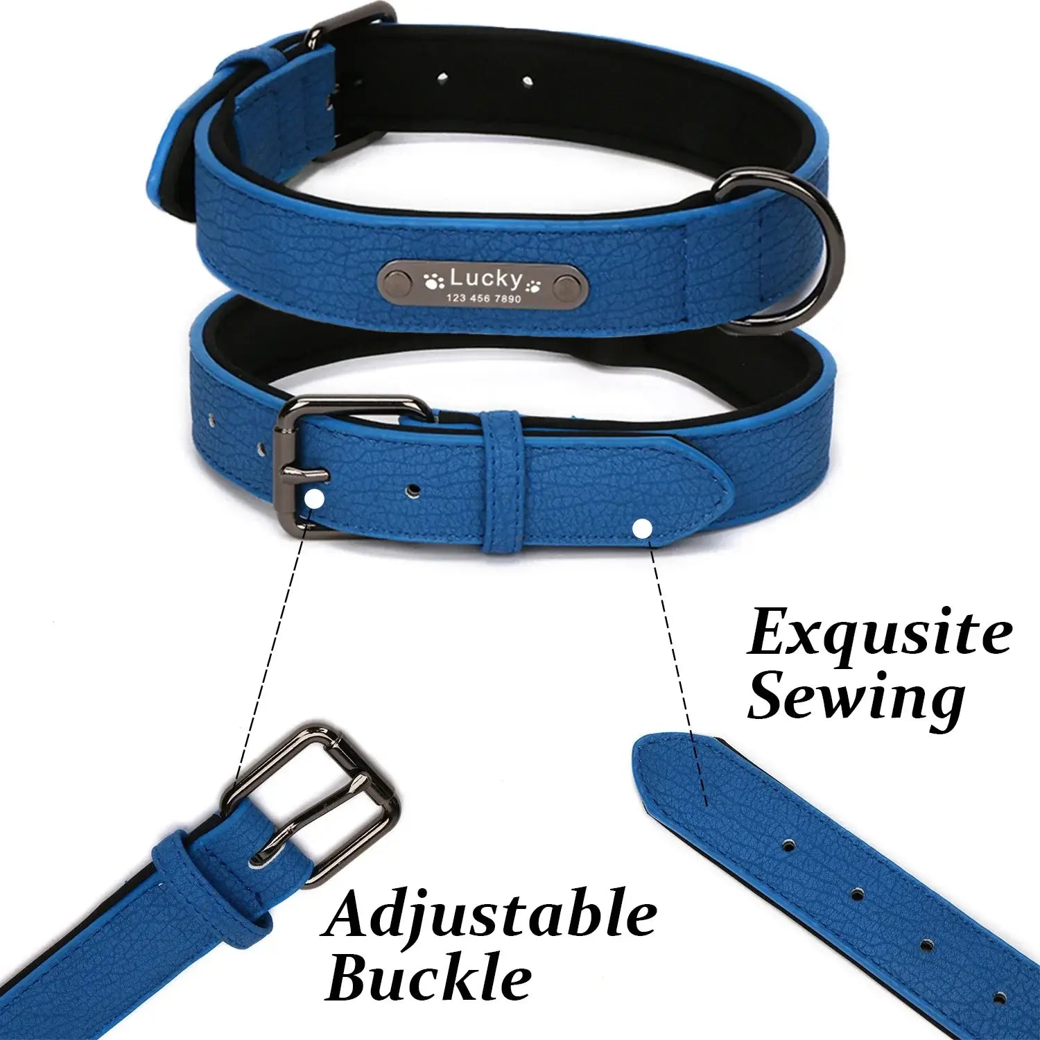 Custom Luxury Personalized Dog Collars - Engraved Leather