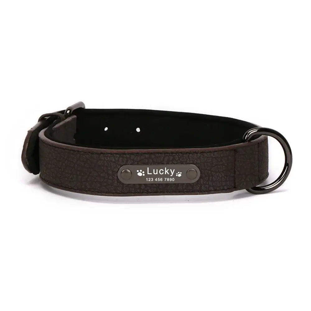 Custom Luxury Personalized Dog Collars - Engraved Leather