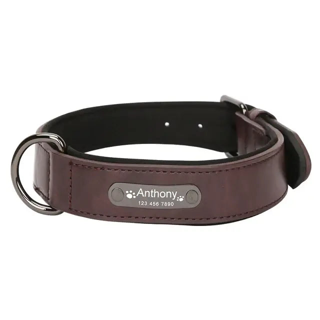 Custom Luxury Personalized Dog Collars - Engraved Leather