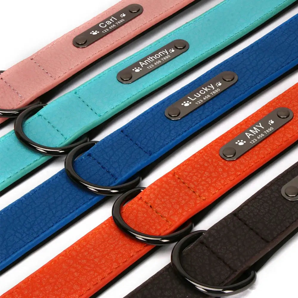 Custom Luxury Personalized Dog Collars - Engraved Leather