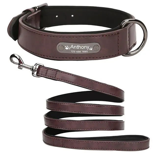 Custom Luxury Personalized Dog Collars - Engraved Leather