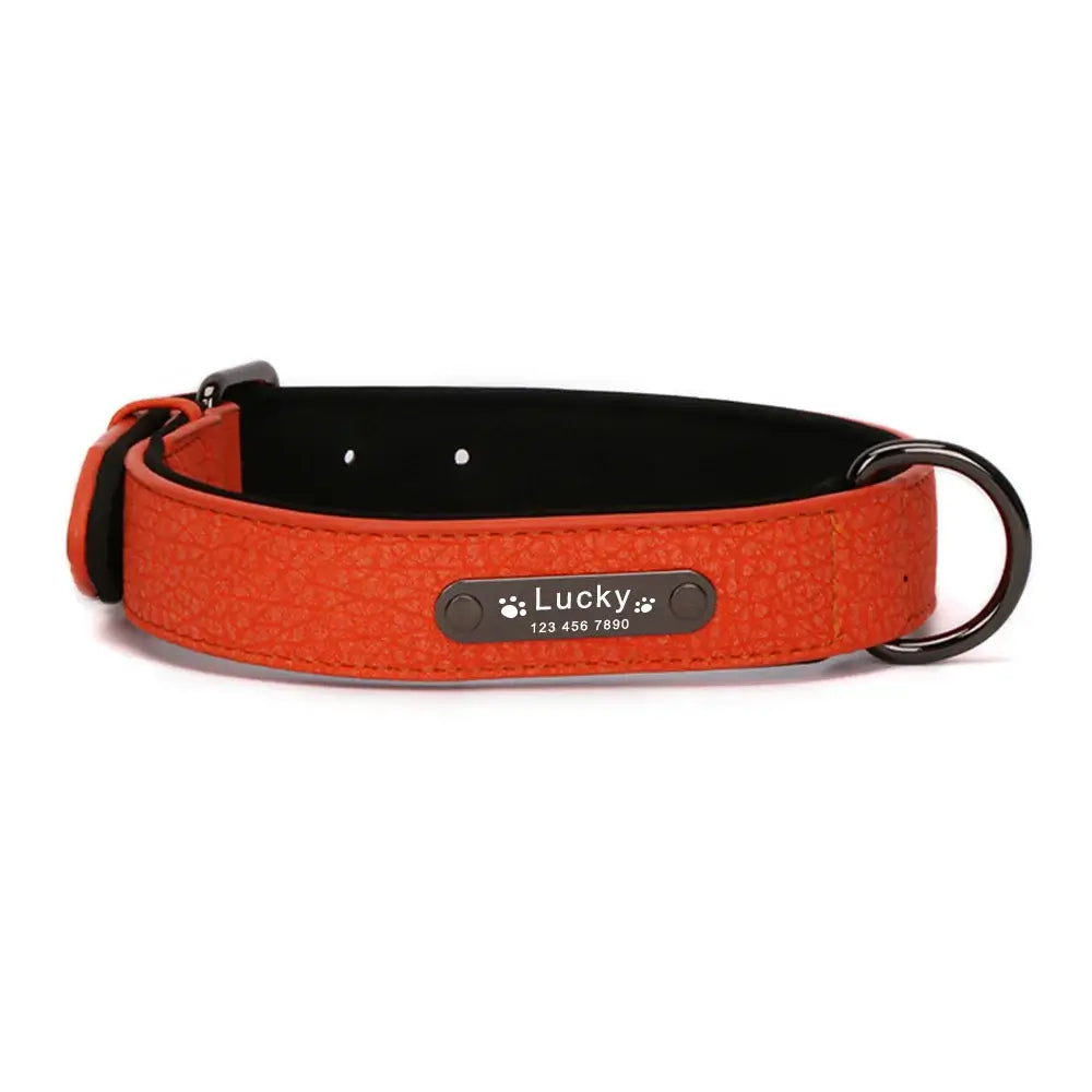 Custom Luxury Personalized Dog Collars - Engraved Leather