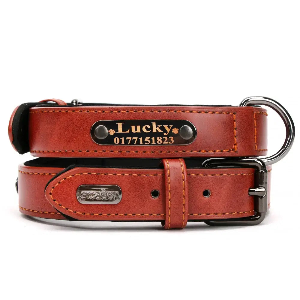 Custom Luxury Personalized Dog Collars - Engraved Leather