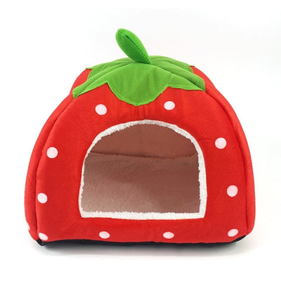 Strawberry Shaped Foldable Short Plush Pet House Nest, Size: S, Red, Size S, Pink, Size S, Blue, Size S, Purple, Size S