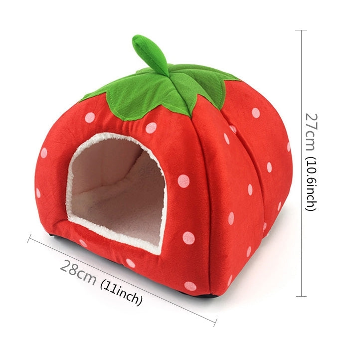 Strawberry Shaped Foldable Short Plush Pet House Nest, Size: S, Red, Size S, Pink, Size S, Blue, Size S, Purple, Size S