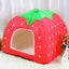 Strawberry Shaped Foldable Short Plush Pet House Nest, Size: M, Blue, Size M, Purple, Size M, Red, Size M, Pink, Size M