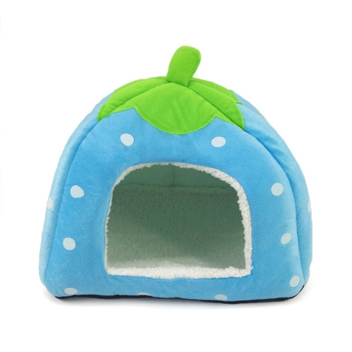 Strawberry Shaped Foldable Short Plush Pet House Nest, Size: M, Blue, Size M, Purple, Size M, Red, Size M, Pink, Size M