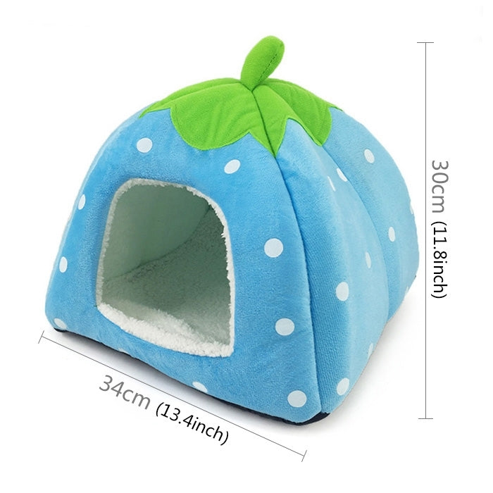 Strawberry Shaped Foldable Short Plush Pet House Nest, Size: M, Blue, Size M, Purple, Size M, Red, Size M, Pink, Size M