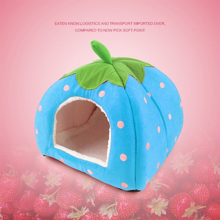 Strawberry Shaped Foldable Short Plush Pet House Nest, Size: M, Blue, Size M, Purple, Size M, Red, Size M, Pink, Size M