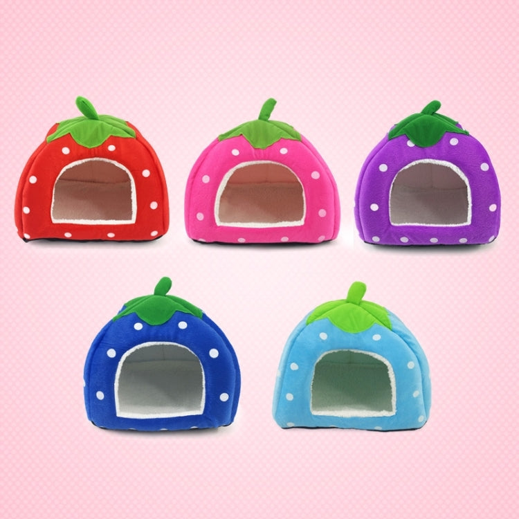 Strawberry Shaped Foldable Short Plush Pet House Nest, Size: M, Blue, Size M, Purple, Size M, Red, Size M, Pink, Size M