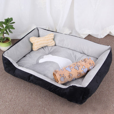 Dog Bone Pattern Big Soft Warm Kennel Pet Dog Cat Mat Blanket, with Blanket Size: M, 70×50×15cm, Size: M