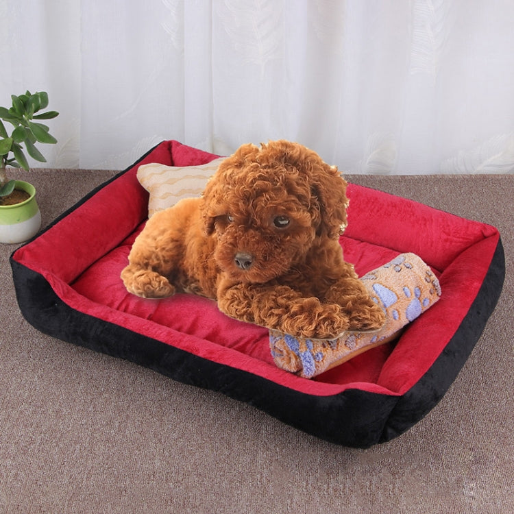 Dog Bone Pattern Big Soft Warm Kennel Pet Dog Cat Mat Blanket, with Blanket Size: M, 70×50×15cm, Size: M