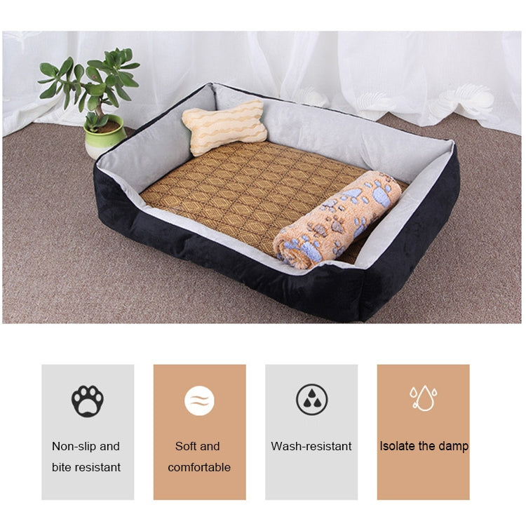 Dog Bone Pattern Big Soft Warm Kennel Pet Dog Cat Mat Blanket, with Blanket Size: M, 70×50×15cm, Size: M