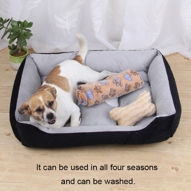 Dog Bone Pattern Big Soft Warm Kennel Pet Dog Cat Mat Blanket, with Blanket Size: M, 70×50×15cm, Size: M