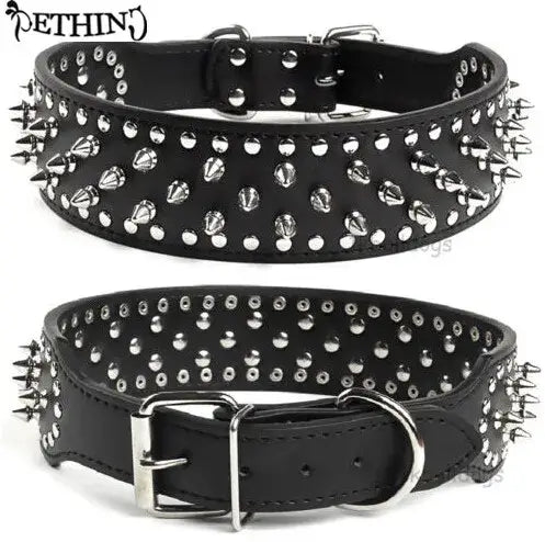 Spiked Studded Leather Dog Collars for Large Breeds