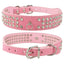 Rhinestone Dog Collar - 3 Rows Suede Leather