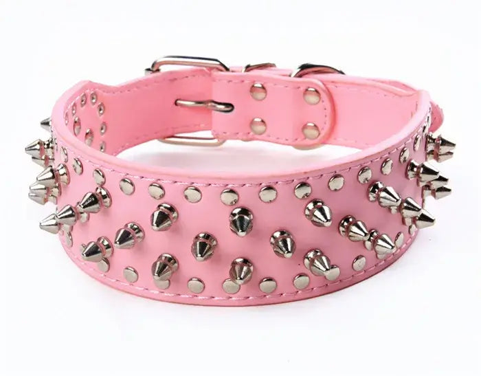 Spiked Studded Leather Dog Collars for Large Breeds