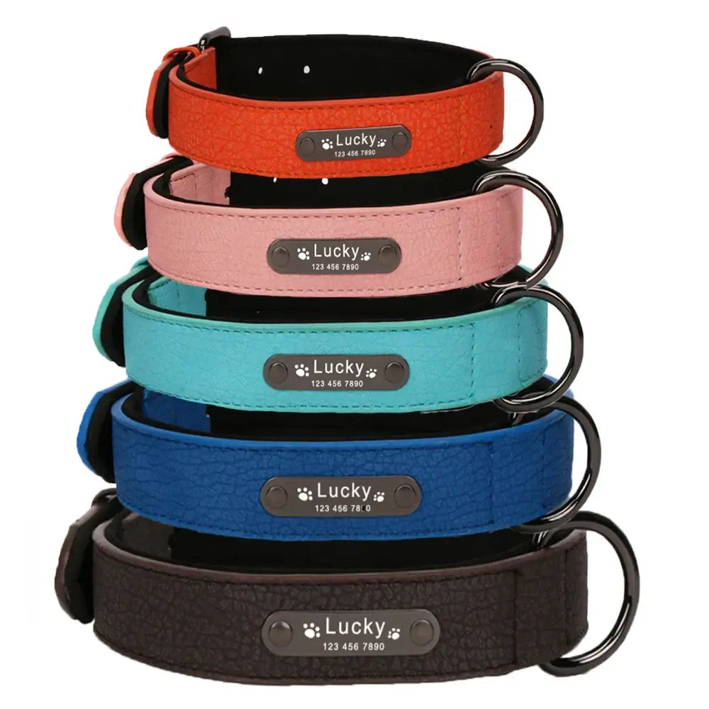 Custom Luxury Personalized Dog Collars - Engraved Leather