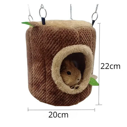 Tree Stump Shape Hammock Small Animals Pet House Hamster Nest Guinea Pig Ferret Squirrel Rabbit Winter Warm Cotton Hang Beds