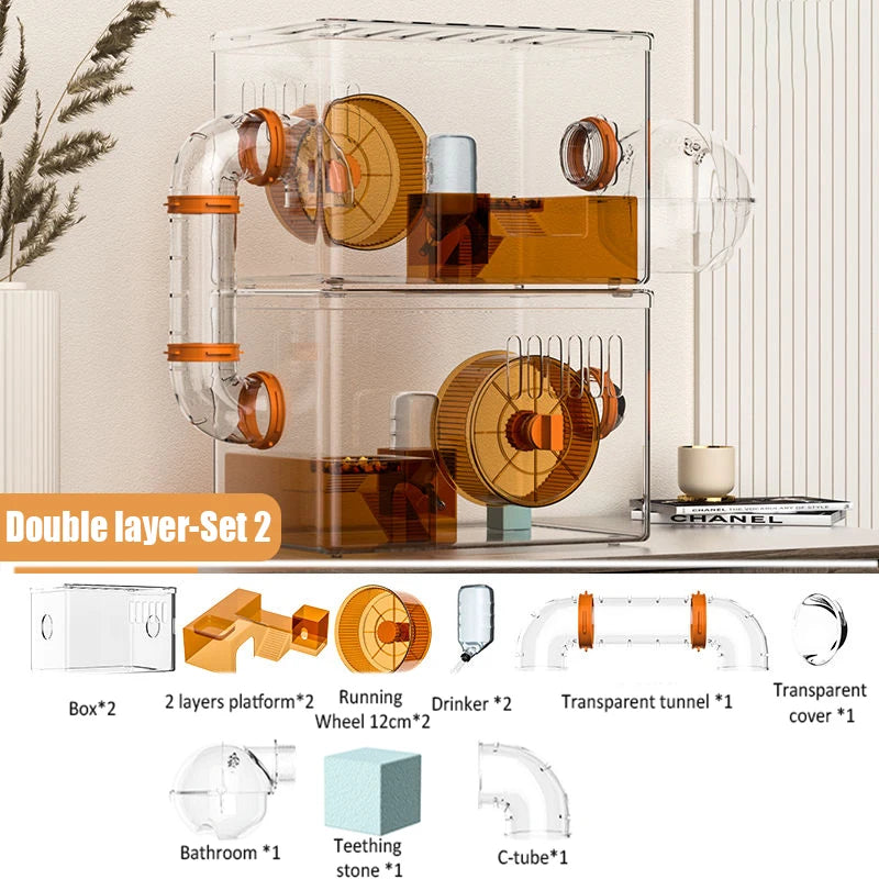 Breathable Hamster Cage with Accessories - Orange/Green/Blue£297.9