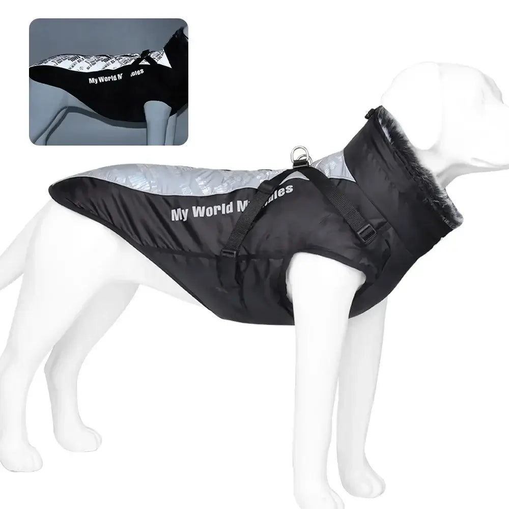 Cozy Waterproof Winter Dog Jacket with Adjustable Harness