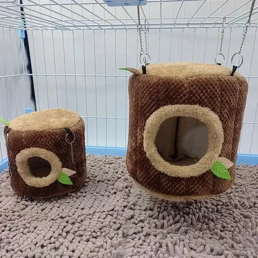 Tree Stump Shape Hammock Small Animals Pet House Hamster Nest Guinea Pig Ferret Squirrel Rabbit Winter Warm Cotton Hang Beds