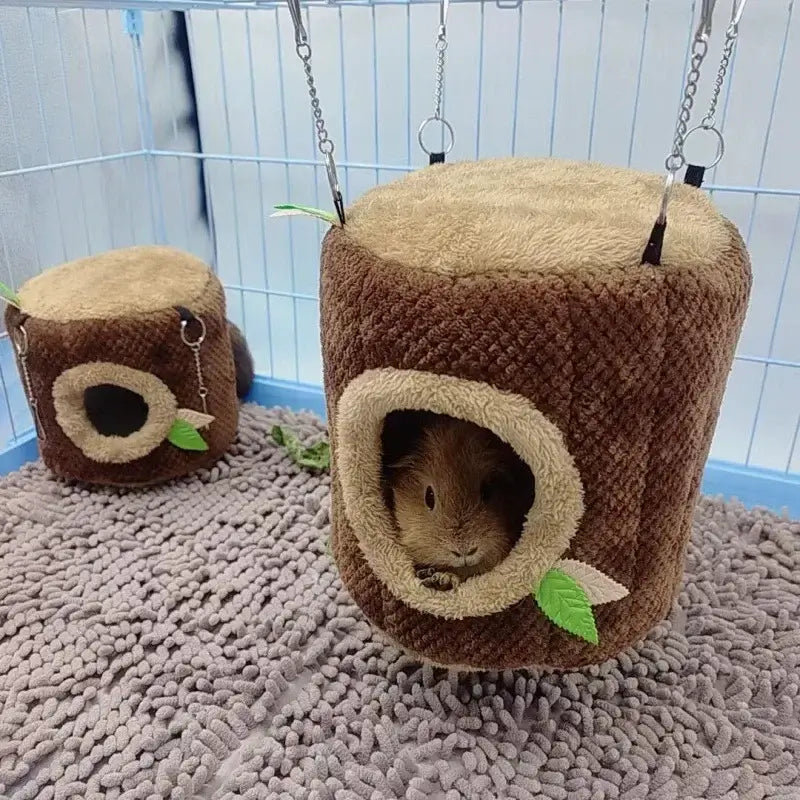 Tree Stump Shape Hammock Small Animals Pet House Hamster Nest Guinea Pig Ferret Squirrel Rabbit Winter Warm Cotton Hang Beds