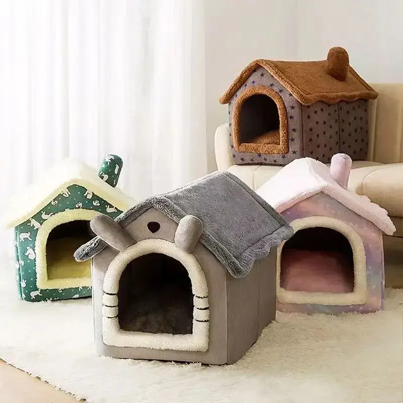 Soft Bed Deep Sleep Small Dog Winter House with Removable Cushion and Enclosed Pet Tent for Kittens, Puppies, and Cats