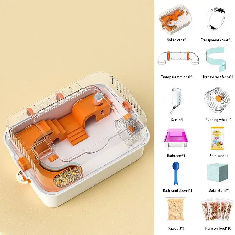 Deluxe Hamster Cage | Transparent & Accessory-RichShop the Deluxe Hamster Cage, featuring sturdy ABS, a transparent design for easy viewing, and essential accessories. Ideal for small pets.£0.00Paws Palace Stores