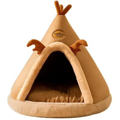 Pet Cat Cave House Foldable Tent Soft Dog Bed Mongolian Yurts Cute Kennel Nest Small Animals Puppy Chihuahua House With Mat