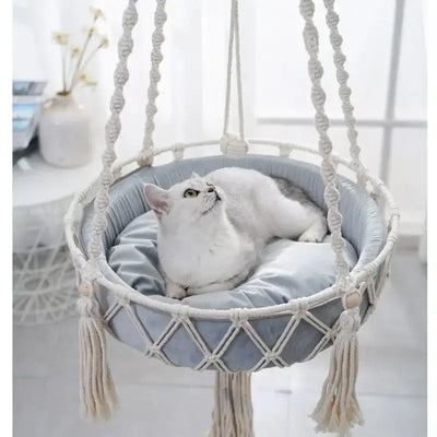 Bohemian Cotton Cat Hammock - Stylish Home Decor#CatHammock,#CatLounger,#ComfortableCatHammock,#CozyCatBed,#DurableCatFurniture,#IndoorCatFurniture,#MacrameCatBed,CatSwingBed£9.9