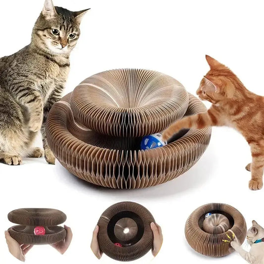 Magic Cat Scratch Board & Toy - Grind Claws & PlayDurable Magic Organ Cat Toy with corrugated scratcher & ball for endless fun. Keeps claws sharp & offers relaxation. Perfect for all cats.£2.9