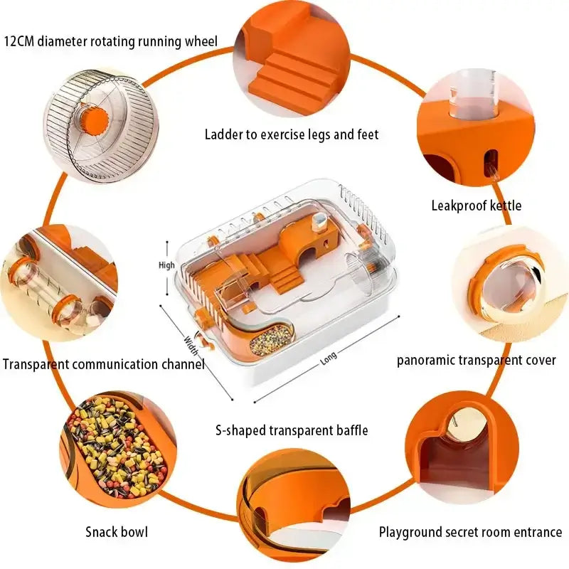 Deluxe Hamster Cage | Transparent & Accessory-Rich
