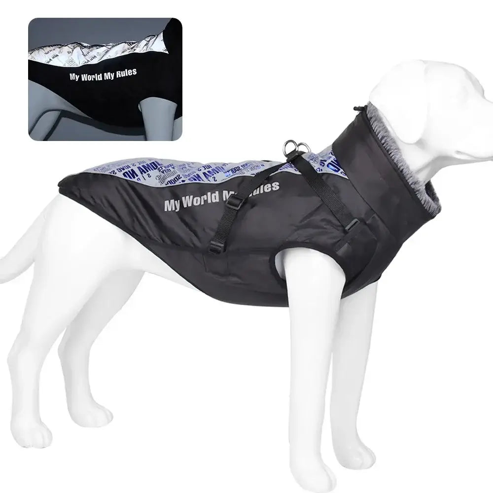 Cozy Waterproof Winter Dog Jacket with Adjustable Harness