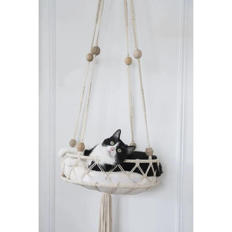 Bohemian Cotton Cat Hammock - Stylish Home Decor#CatHammock,#CatLounger,#ComfortableCatHammock,#CozyCatBed,#DurableCatFurniture,#IndoorCatFurniture,#MacrameCatBed,CatSwingBed£9.9