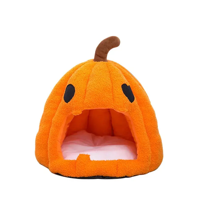 Halloween Pumpkin Cat Pet House - Cozy & Warm