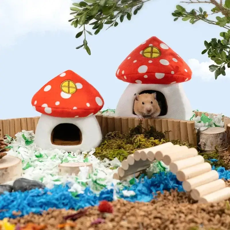 Pet House Guinea Pig Ferrets Hamsters Hedgehogs Rats Warm Hamster Cage Accessories Creative Mushroom Shape Small Animal House