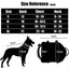 Tactical K9 Dog Harness Size Reference Chart - Small, Medium, Large, Extra Large Dimensions for Back, Chest, and Neck Measurements