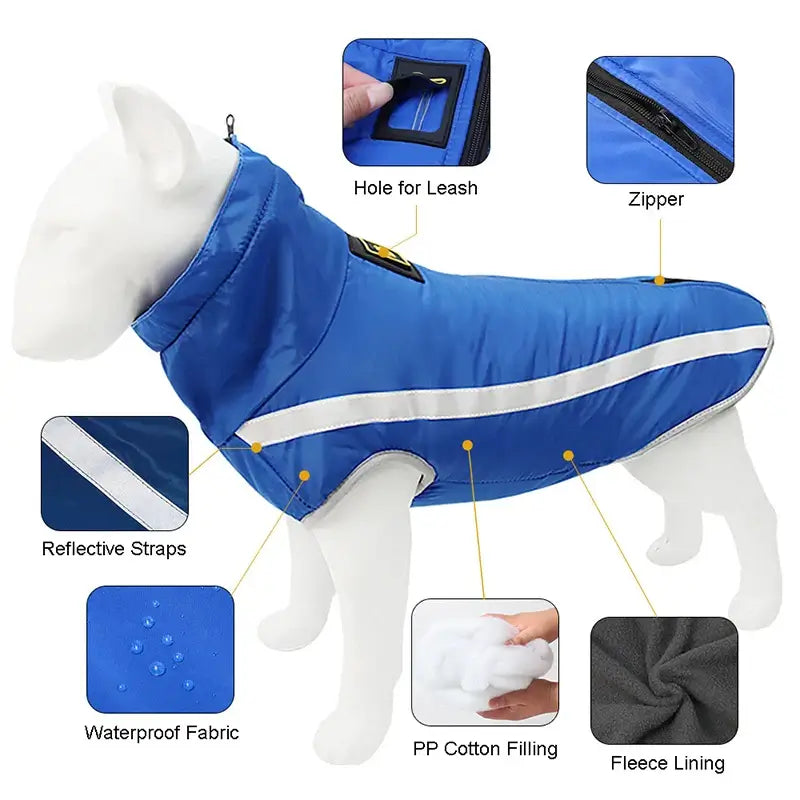 Warm Waterproof Dog Winter Coat for Medium & Large Dogs