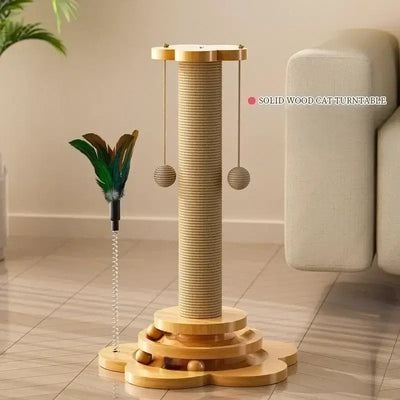 Playful Paws Solid Wood Cat Toy | Turntable SetElevate play with the Playful Paws cat turntable set! Durable solid wood design for endless feline fun. Perfect toy for active cats.£29.90#CatToy #SolidWoodToy #CatTurntable #SisalScratchingBoard #Interactive