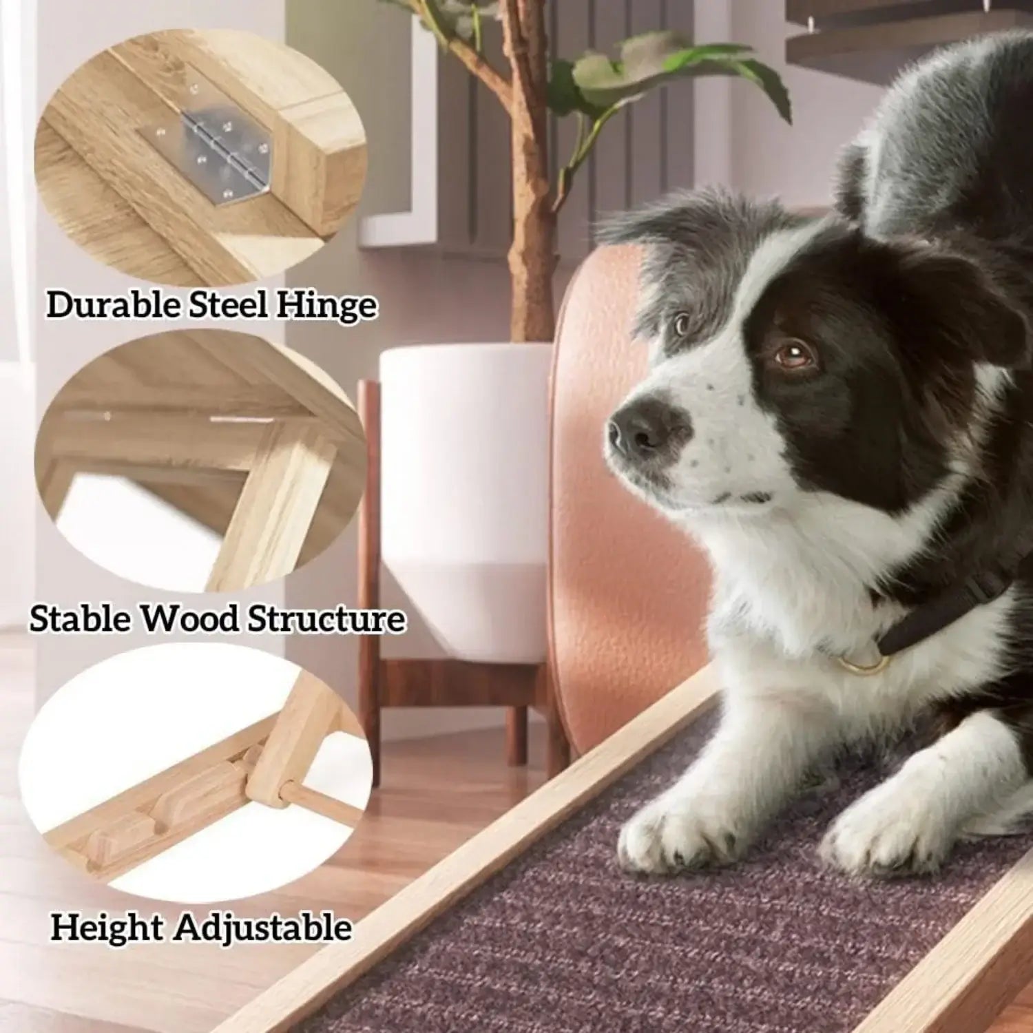 BRIEFNESS Adjustable Pet Climbing Ladder - Solid Wood