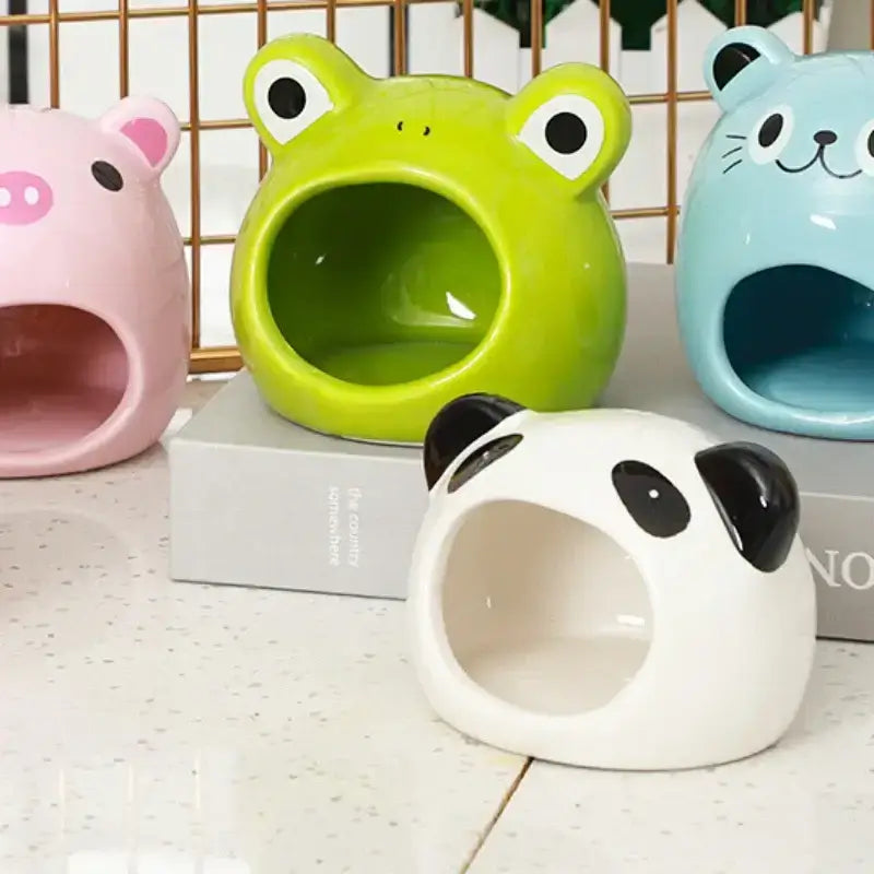 Cooling Hamster Nest Small Ceramic Pet House Four Seasons Universal Cute Animal Head Shape Hamster House Pet Supplies